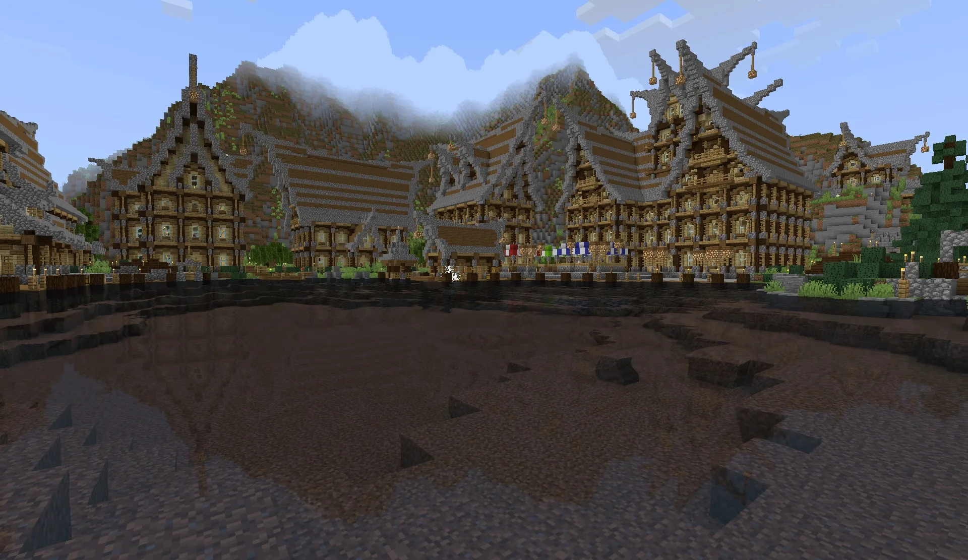 Деревня с шейдером воды Alpha.