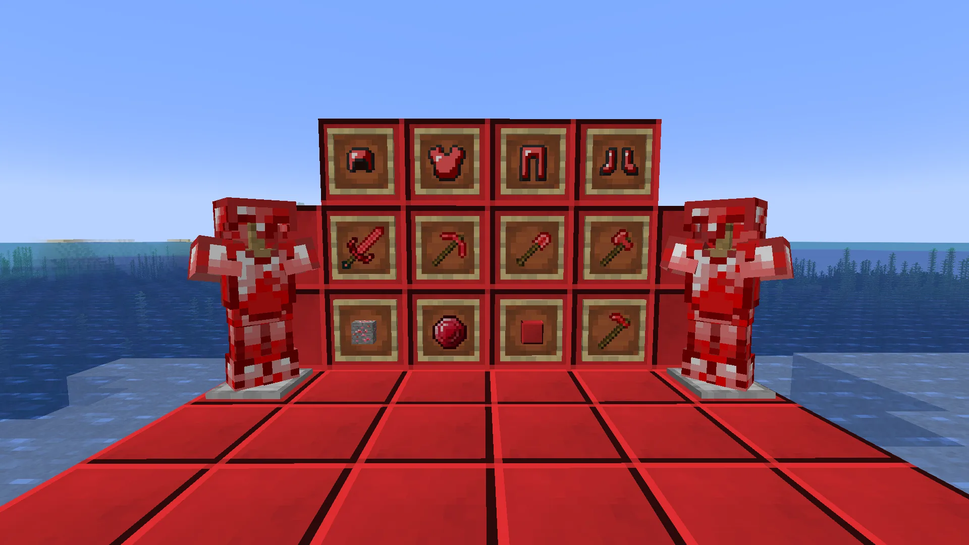 Набор предметов, брони, руды и блока из мода Better Ruby.