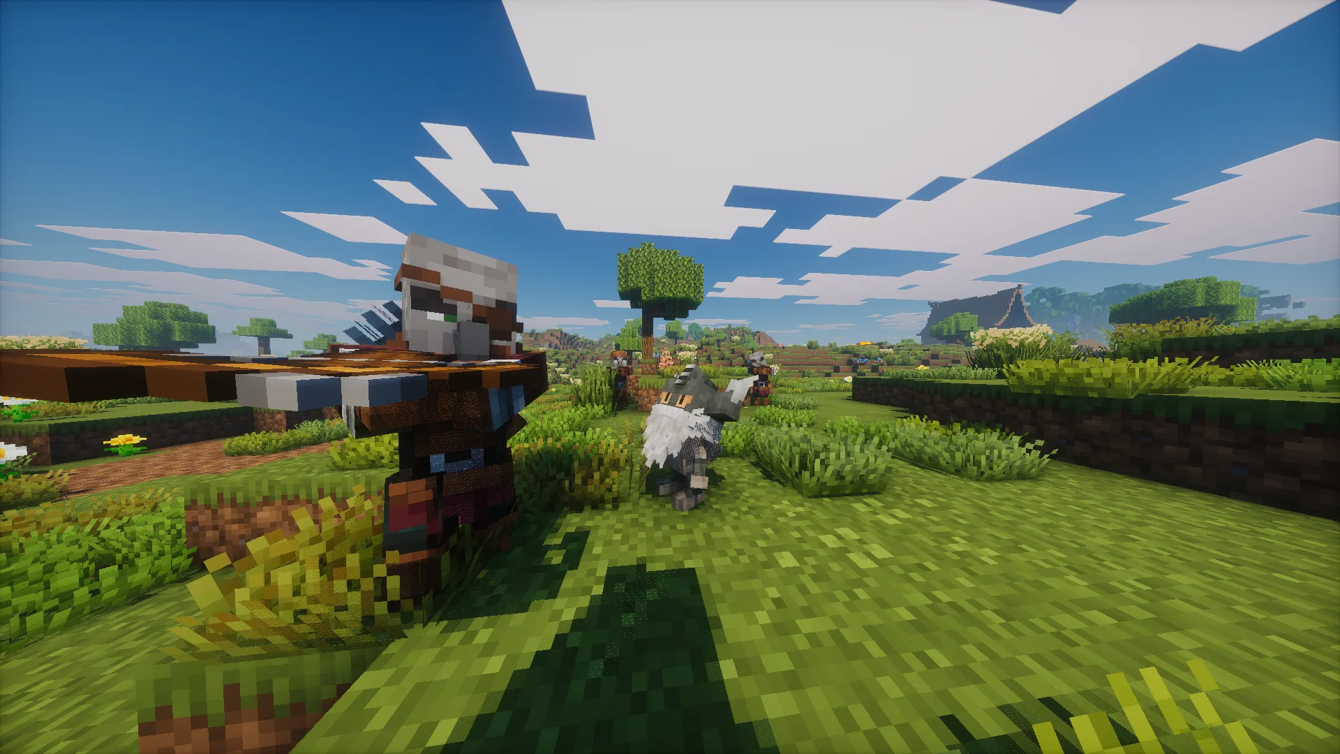 Патруль разбойников с покемонами галарским Мяутом и Персеркером в Minecraft.