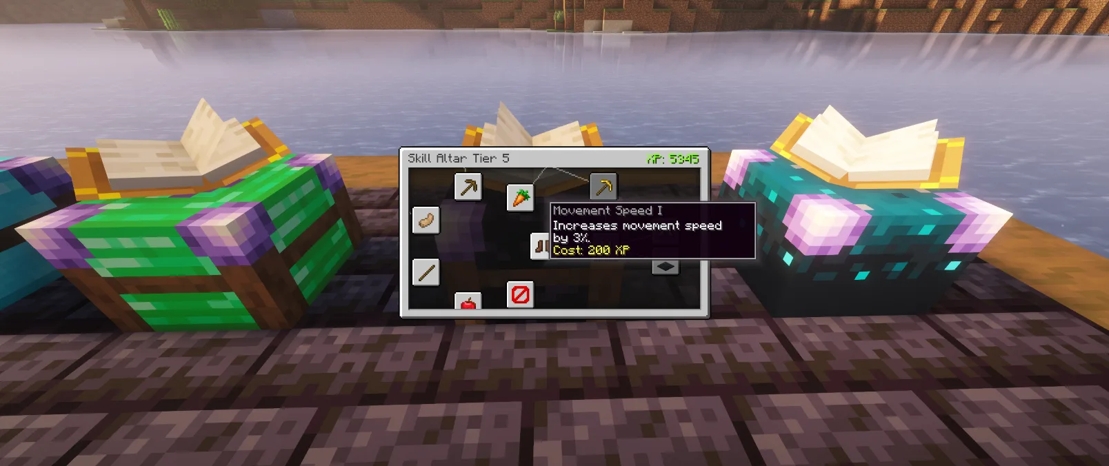 Интерфейс дерева навыков в игре Minecraft.