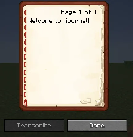 Интерфейс игрового дневника из мода Journal Mod.