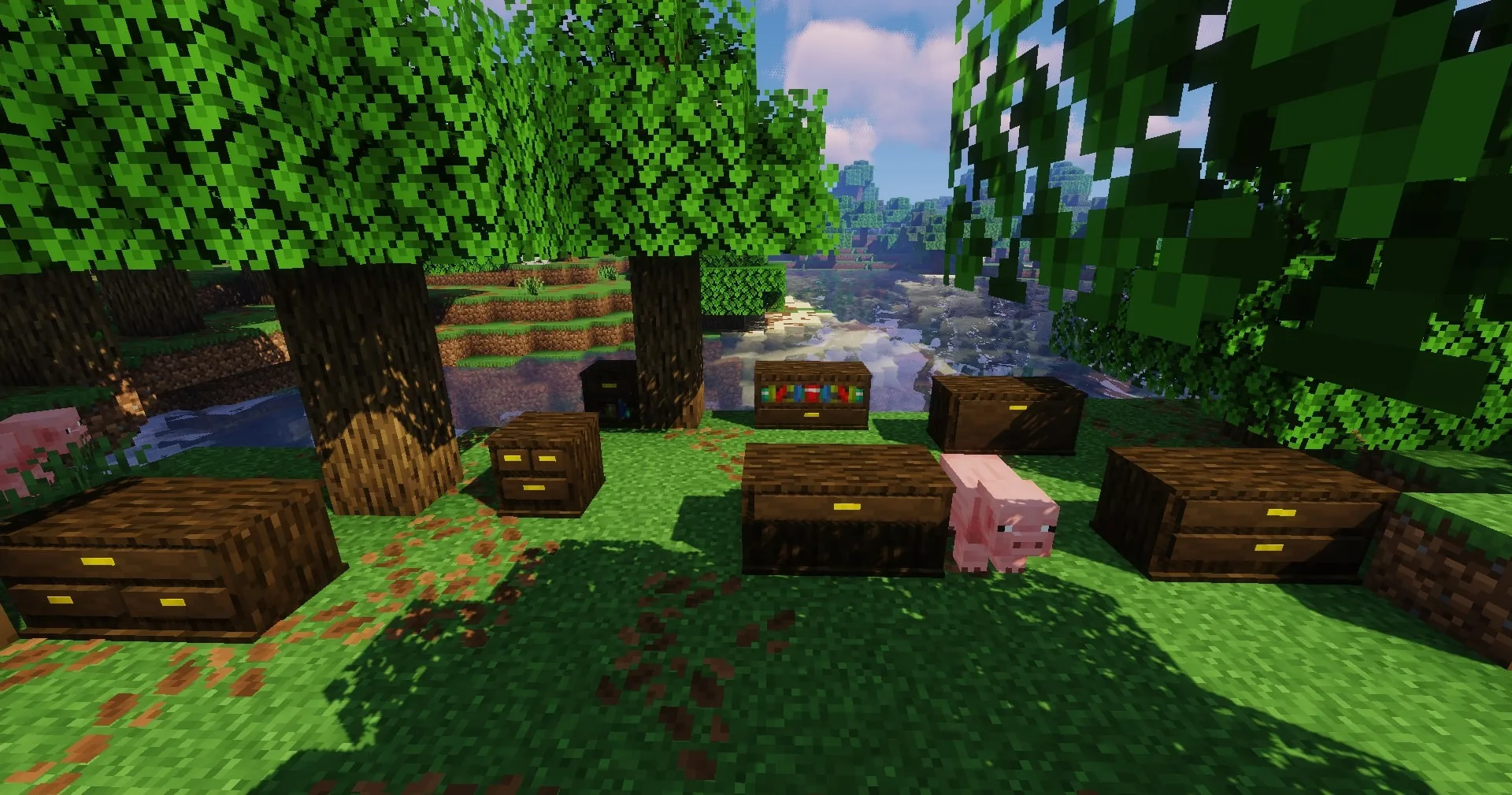 Комоды из мода Macaw's Furniture в Minecraft.