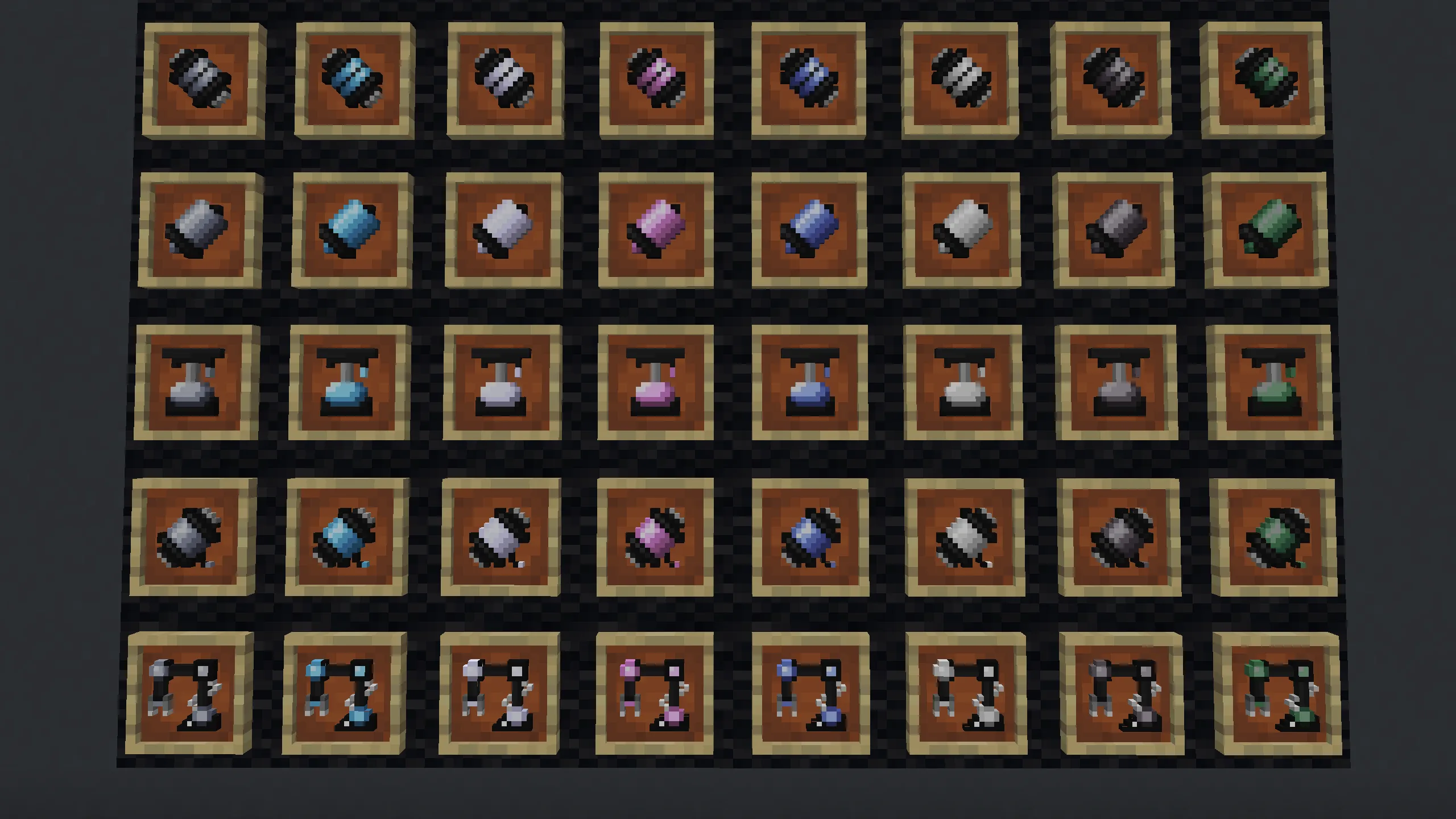 Текстуры механизмов v0.3 для Threefold's Modern Gregtech: регулятор жидкости, электродвигатель, электрический поршень, насос и манипулятор.