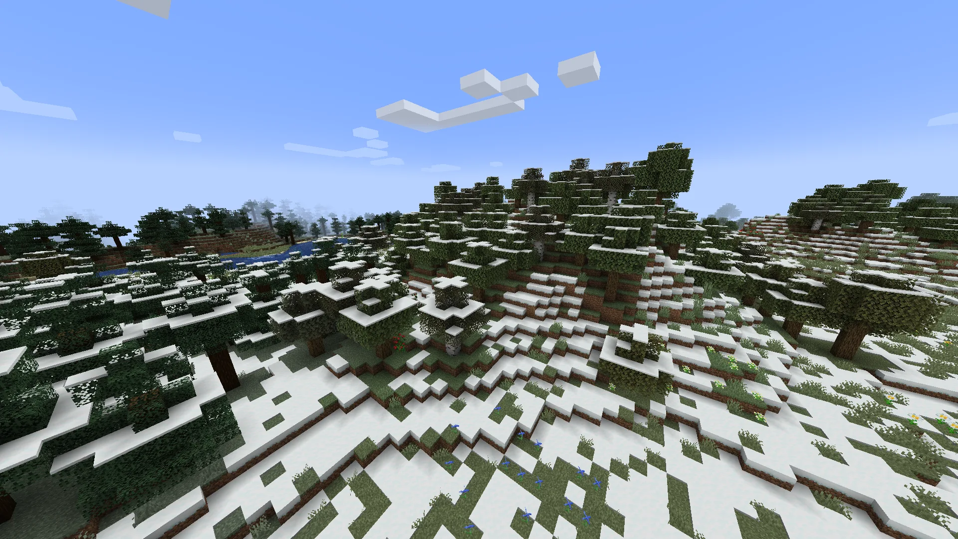 Заснеженный ландшафт в моде Serene Seasons, олицетворяющий позднюю зиму.