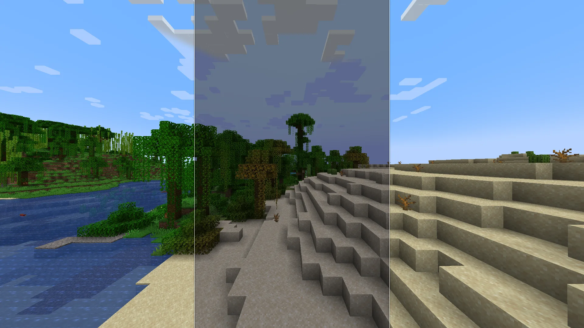 Пейзаж с сухим сезоном из мода Serene Seasons в Minecraft.