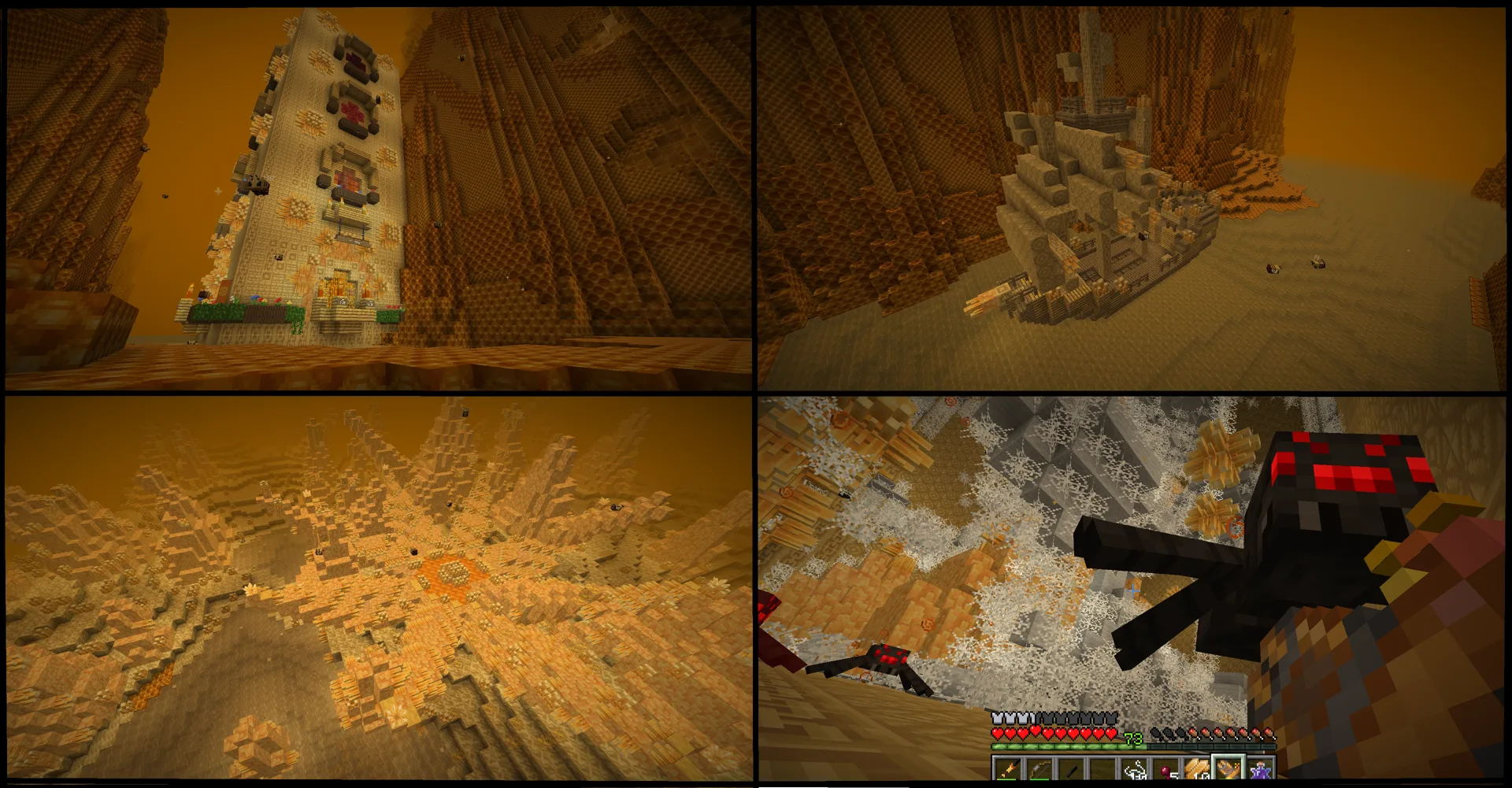 Разнообразные небольшие постройки, разбросанные по измерению The Bumblezone.