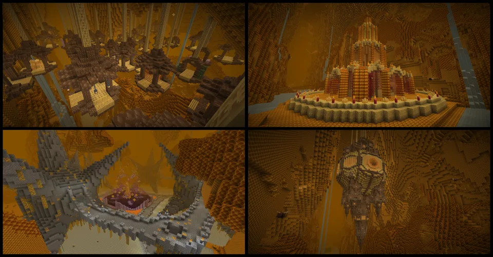 Разнообразные крупные и мелкие структуры для исследования в моде The Bumblezone.