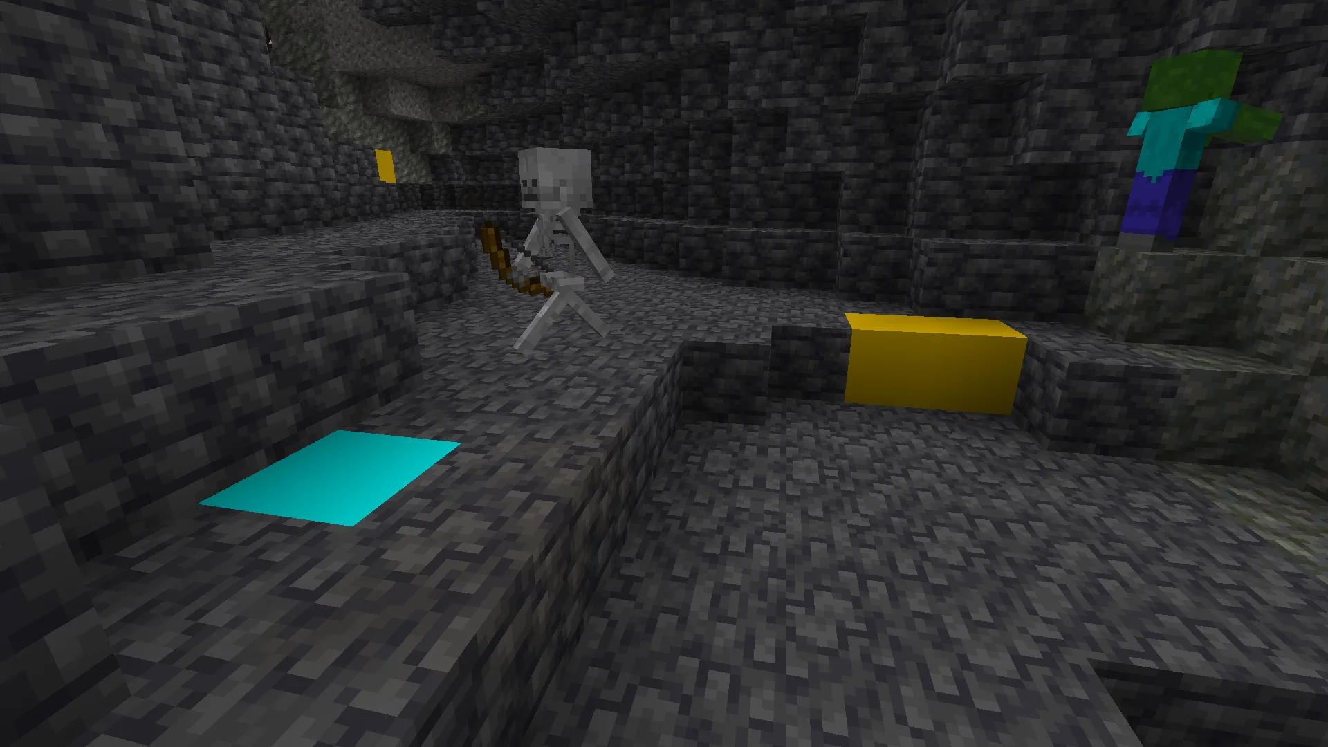 Скриншот модификации Ore Visible, подсвечивающей руды в блоках.