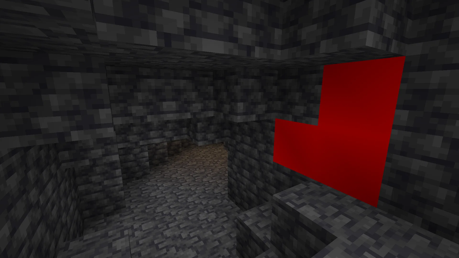 Скриншот модификации Ore Visible, подсвечивающей руды в блоках камня.