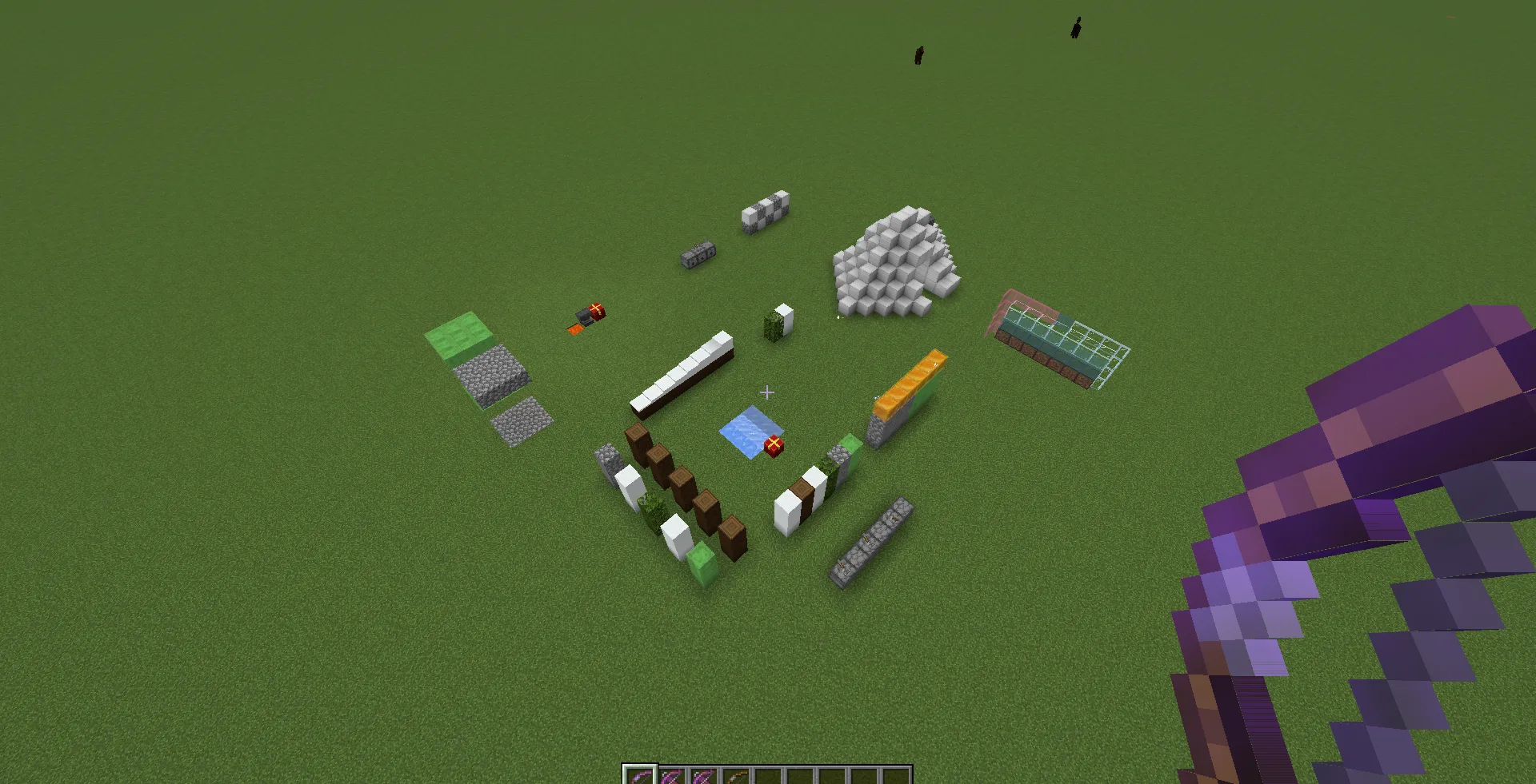 Скриншот штаб-квартиры в Minecraft, демонстрирующий работу мода BetterBowEnv.