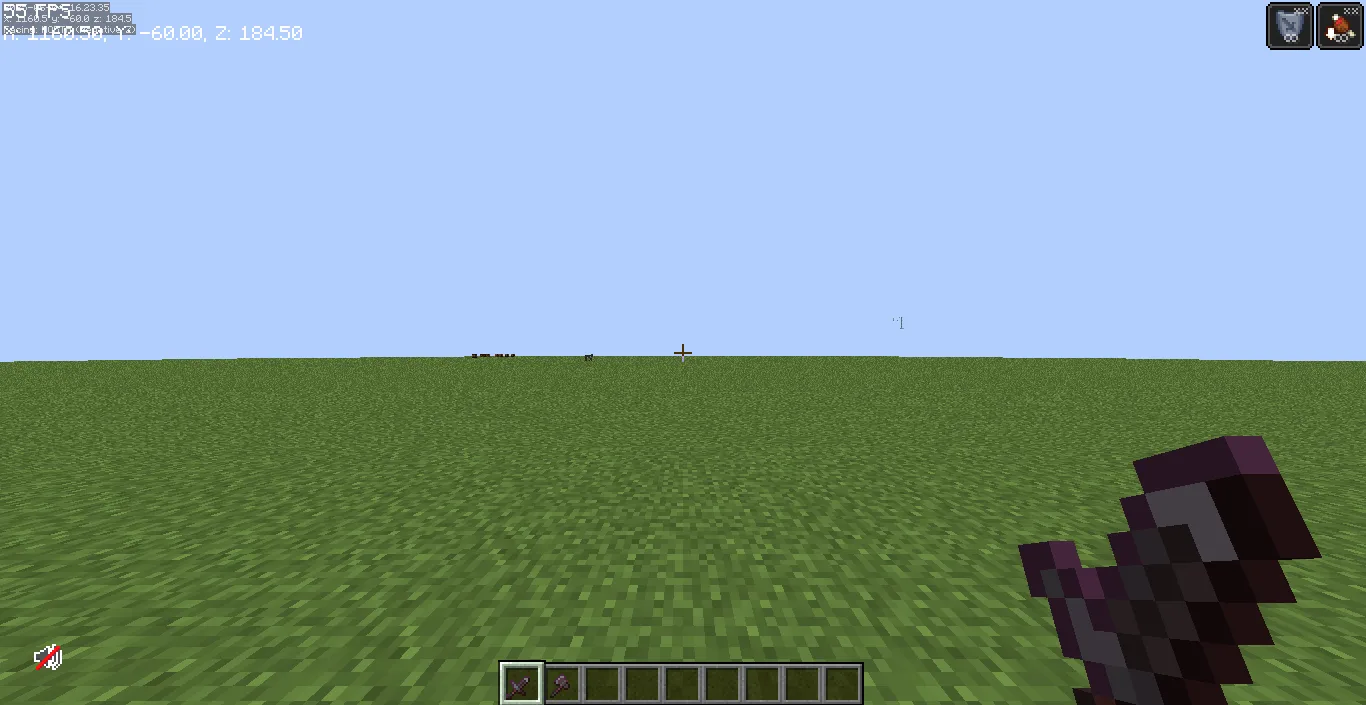 Укороченный незеритовый меч в руке