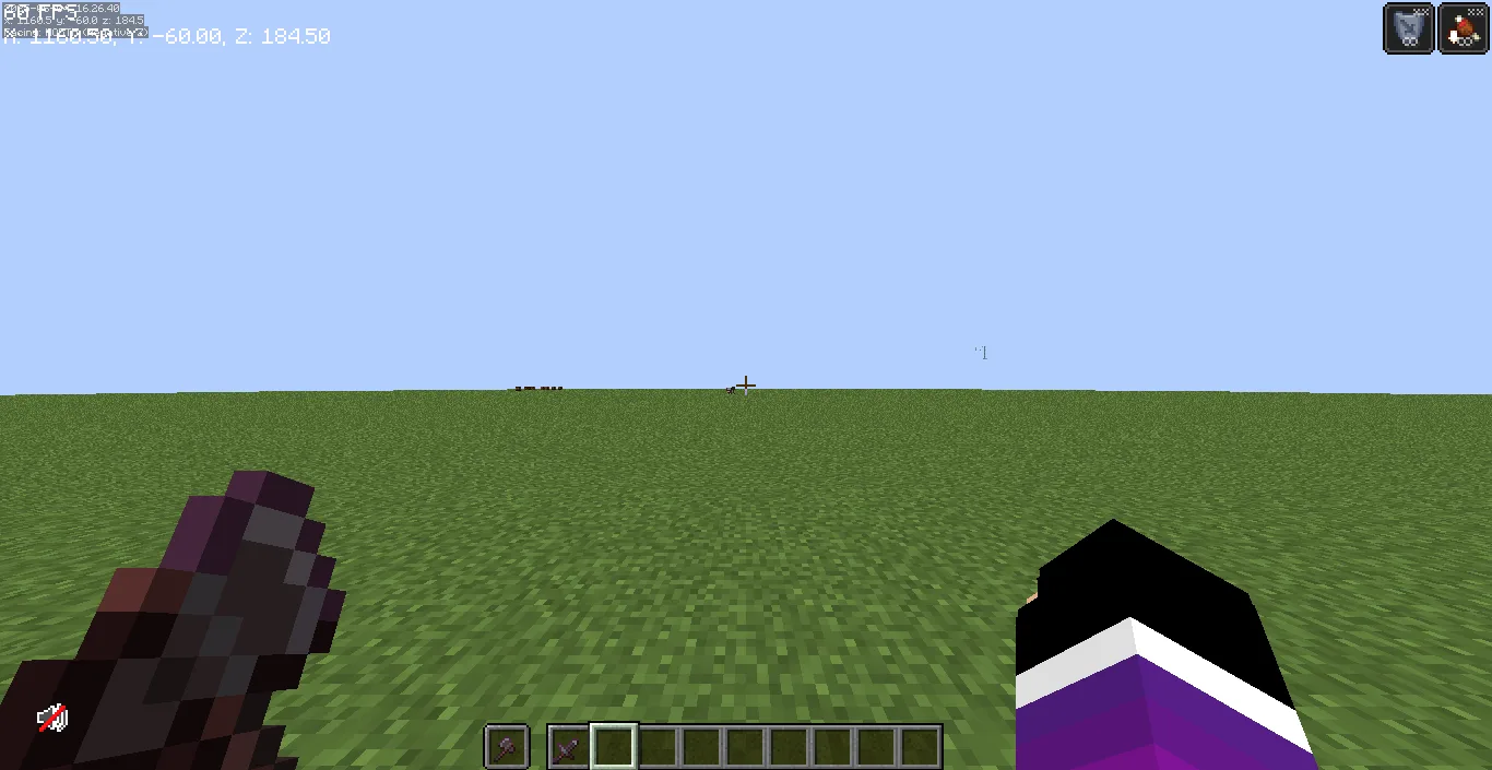 Укороченный незеритовый топор во второй руке