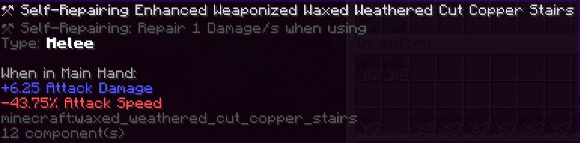 Пример отображения очень длинного названия предмета в ForgeCraft