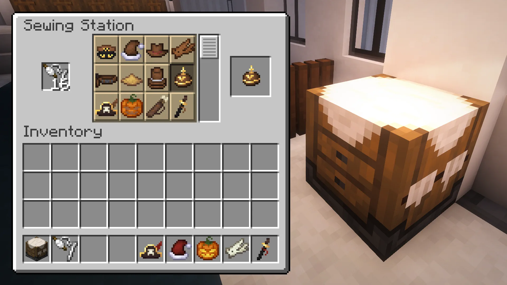 Персонаж в Minecraft с экипированной за спиной катаной из мода Accents.