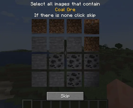 Окно проверки капчи в моде Simple Captcha