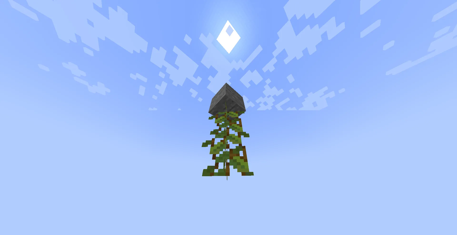 Мод FeaturedBefore: скриншот с необычно сгенерированными лозами в Minecraft.