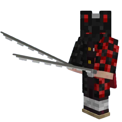 Два меча Иноске Хашибиры из аниме Demon Slayer в стиле Minecraft.