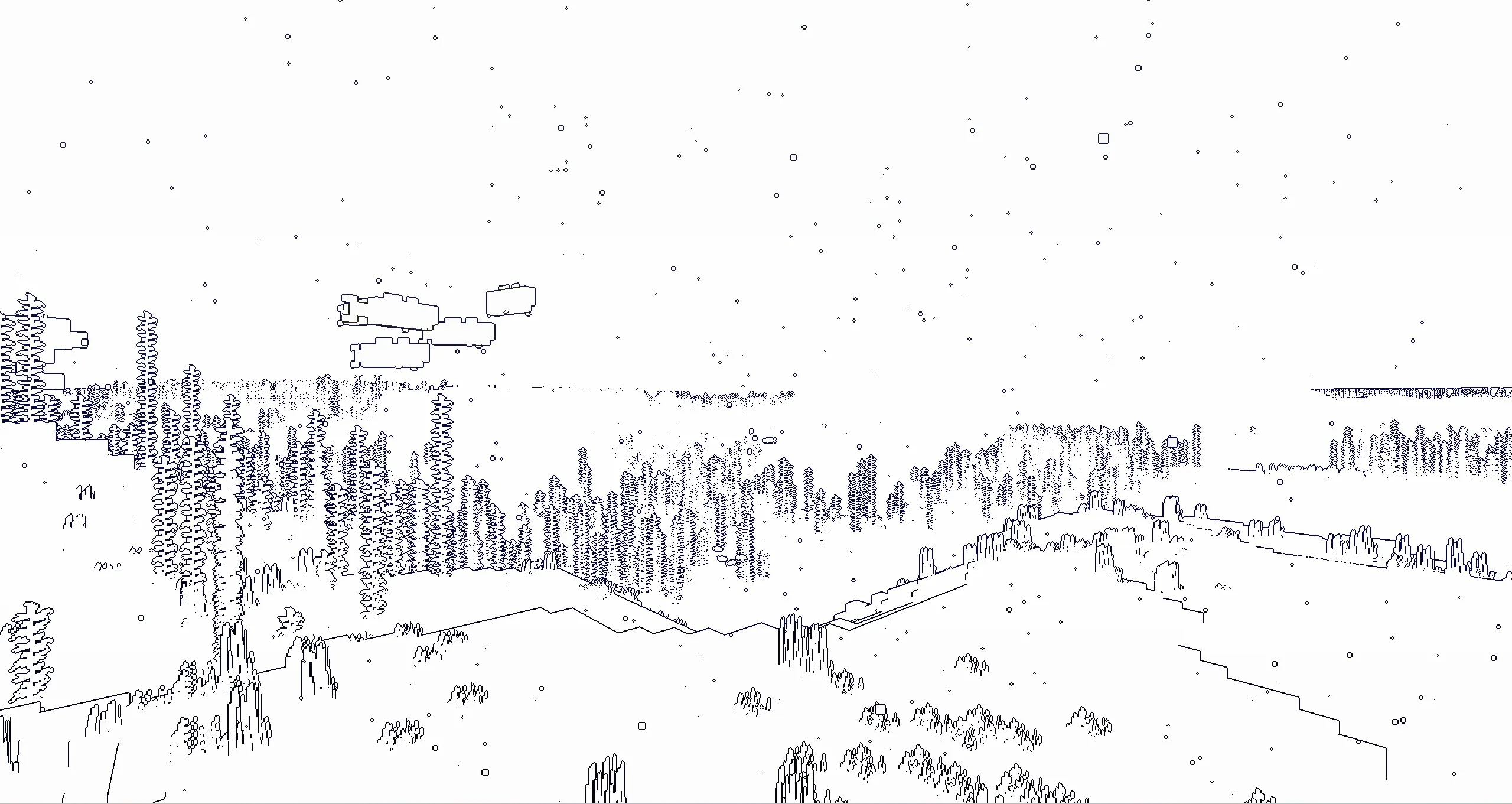 Мир из бумаги с шейдером контуров.