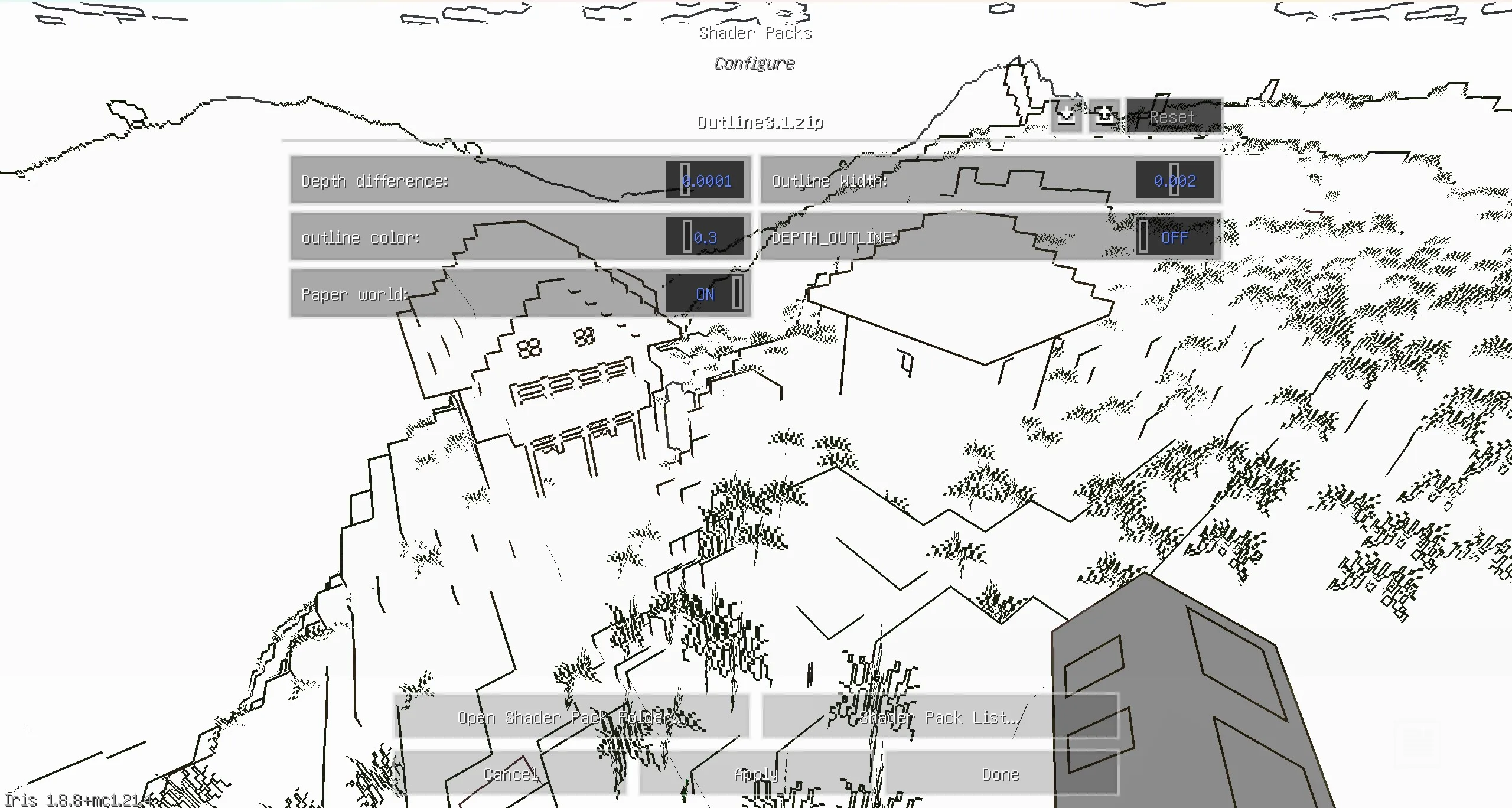 Мир в стиле "бумаги" с шейдером контуров.