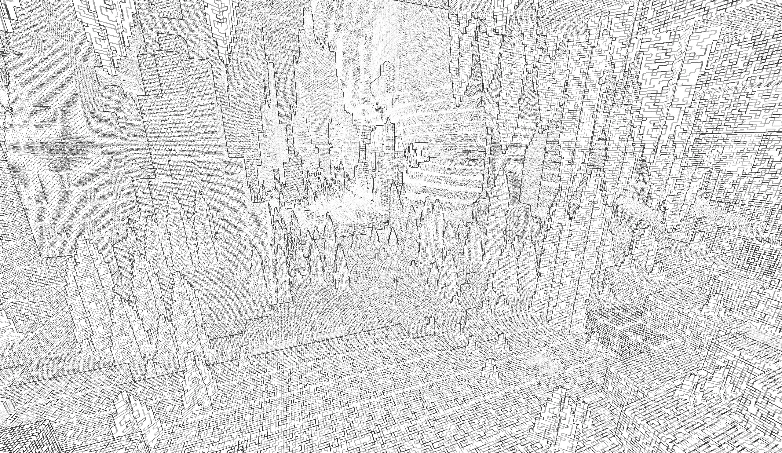 Minecraft мир с шейдером Outline.