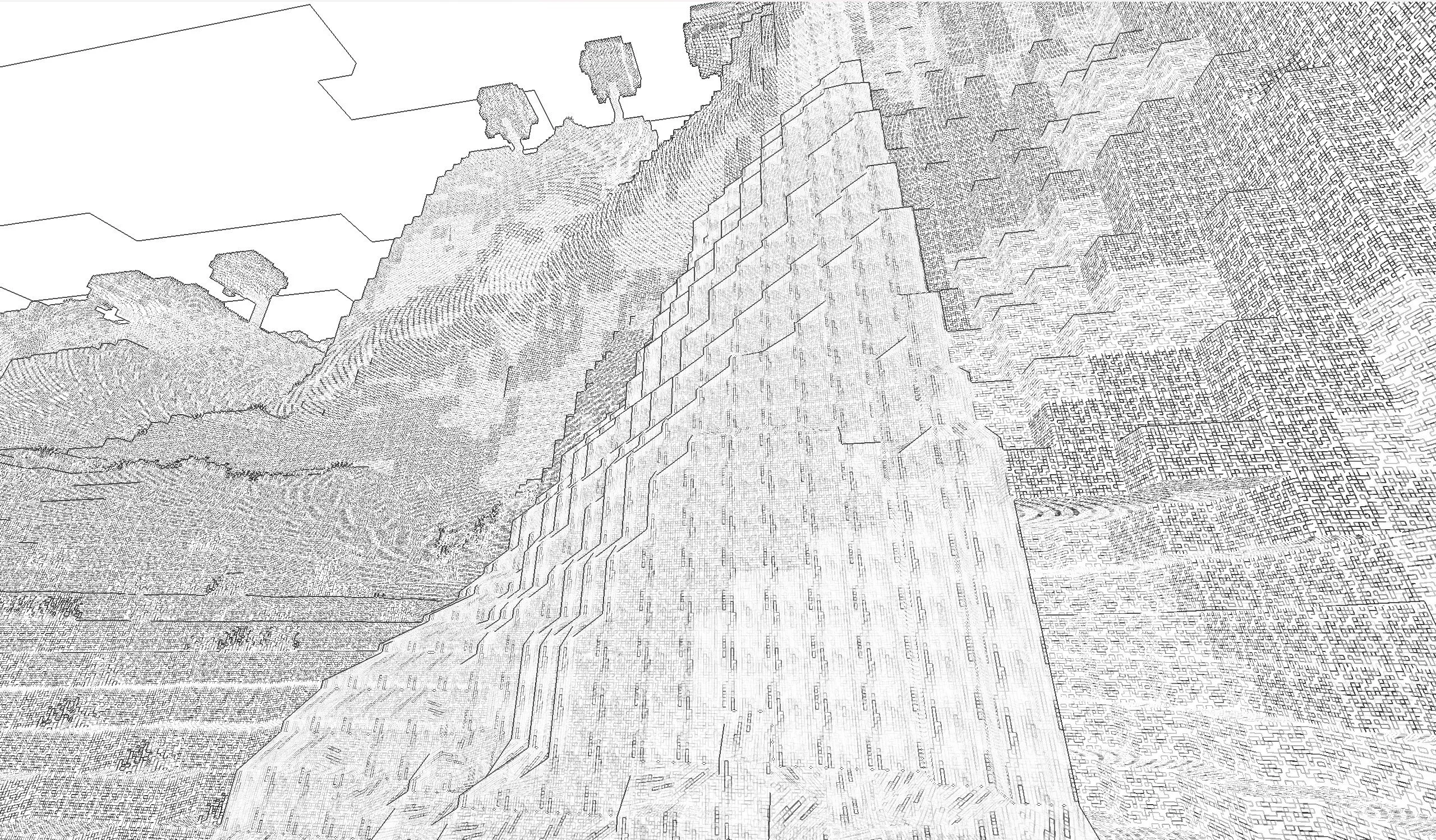 Мир из бумаги с шейдером контуров.