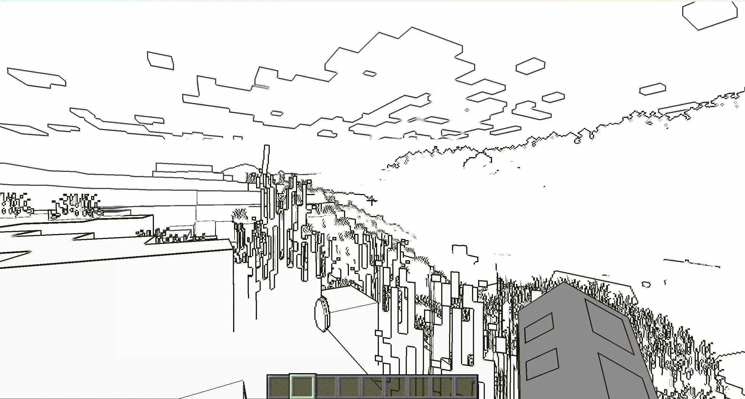 Мир из бумаги с шейдером обводки.