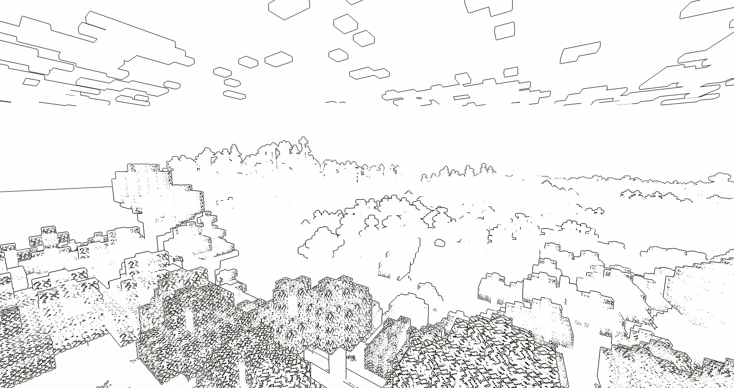 Мир в стиле "бумага" с шейдером контуров.