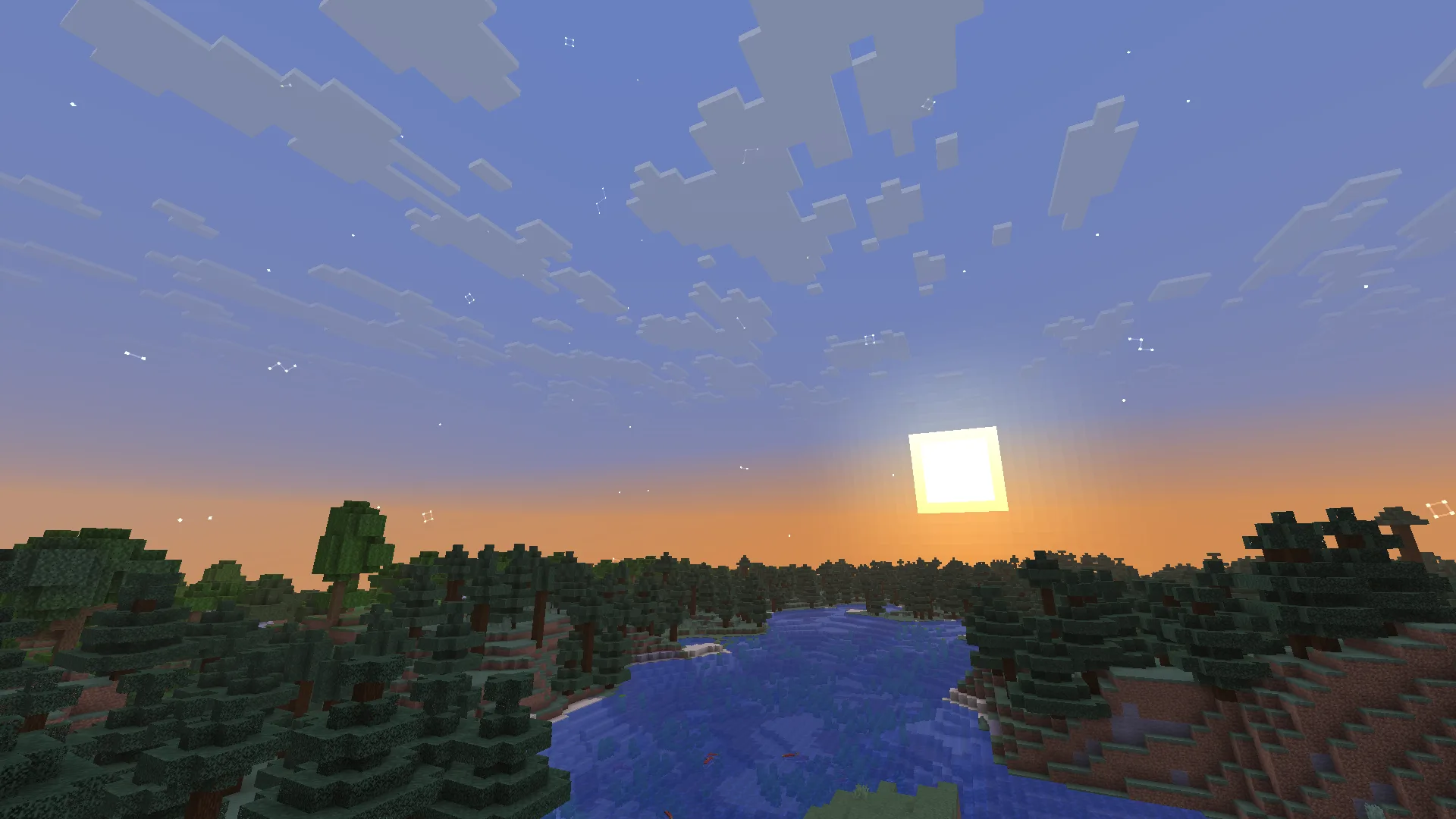 Звезды, видимые на рассвете и закате в ресурс-паке Constellations