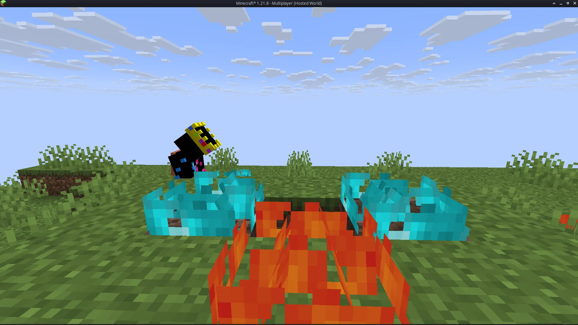 Уменьшенный эффект огня в Minecraft