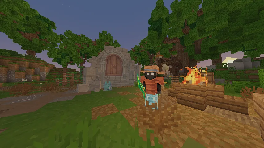 Меню игры Minecraft с шейдером Wispy.