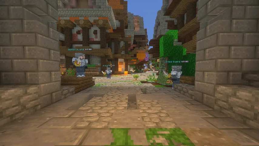 Деревня в Minecraft с шейдером Wispy.