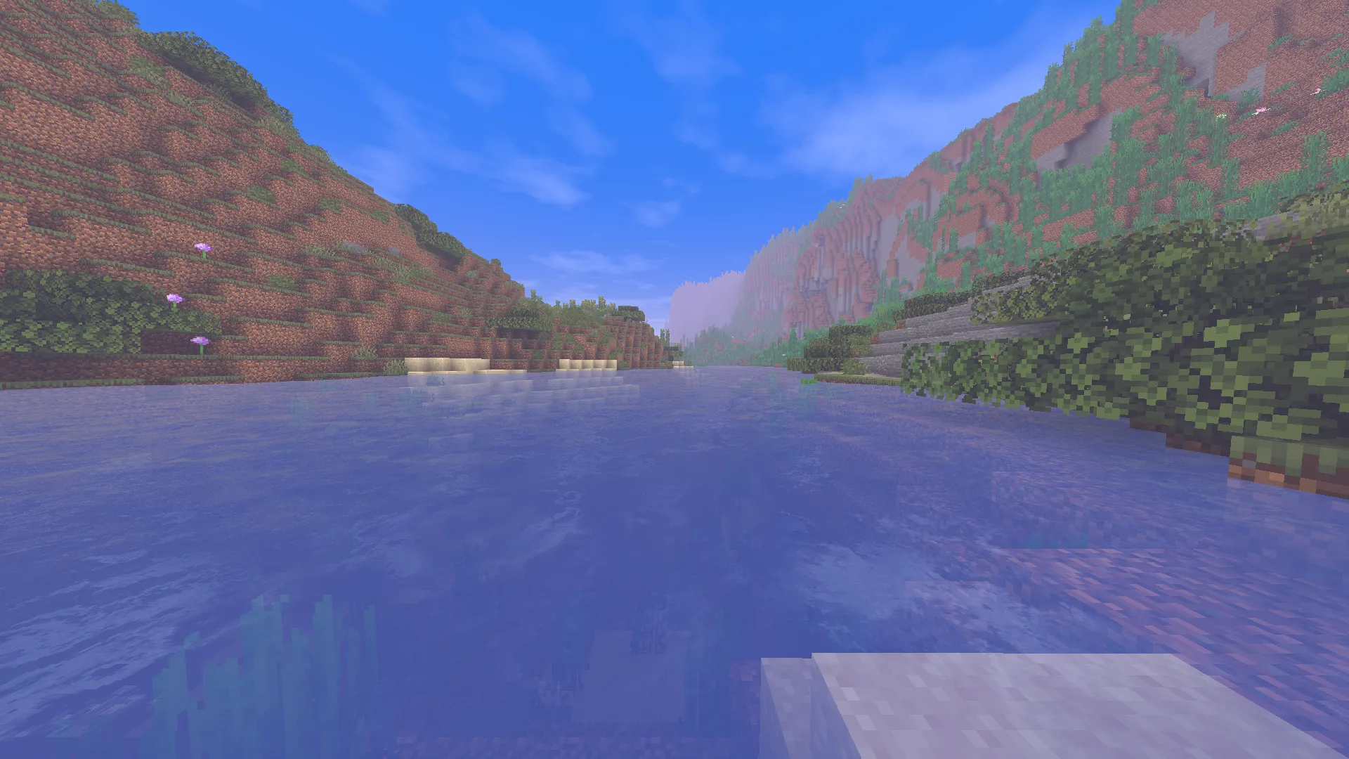 Отражение облаков и неба в воде в шейдер паке Wisp Shaders