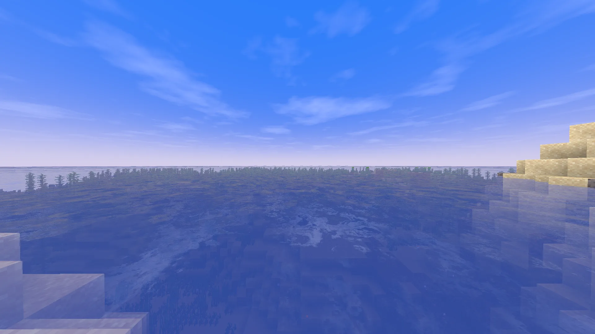 Отражения в воде без тумана в шейдер паке Wisp Shaders