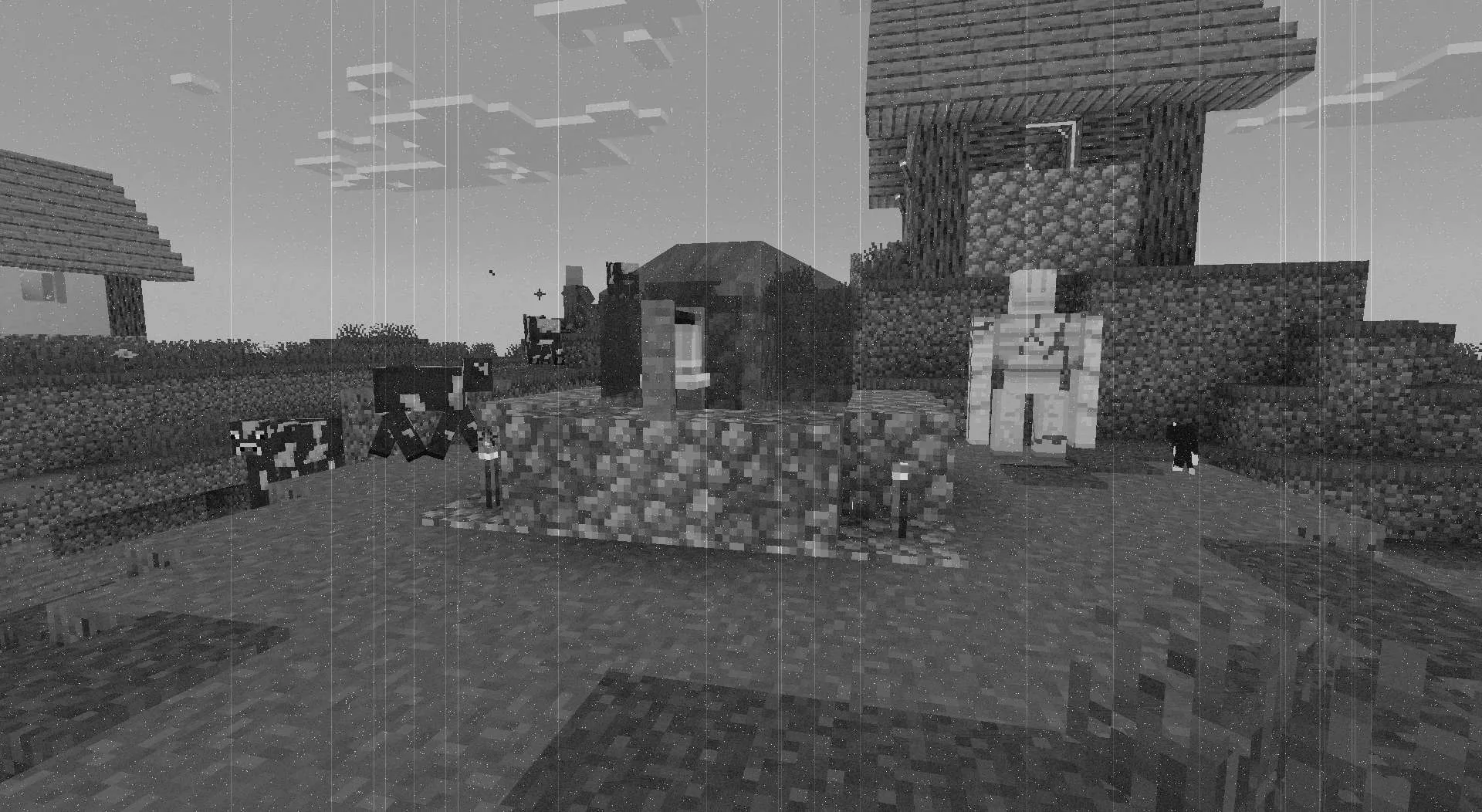 Деревня с эффектом черно-белого профиля.