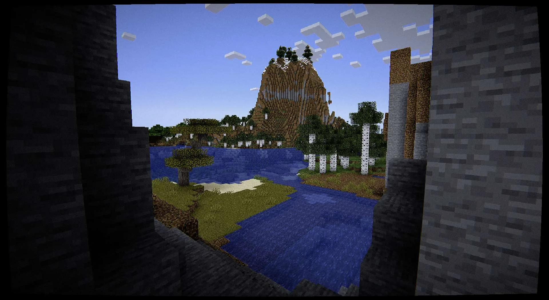 Камера с эффектами, наложенная на вид с каменного утеса.