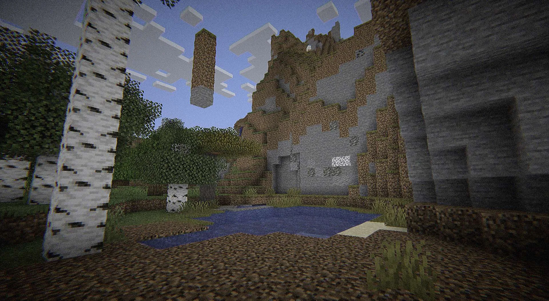 Парящий столб в Minecraft с простыми эффектами камеры.