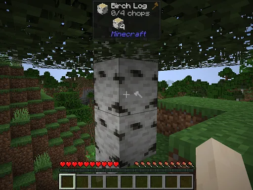 Скриншот интеграции мода HT's TreeChop с интерфейсом Jade в Minecraft.