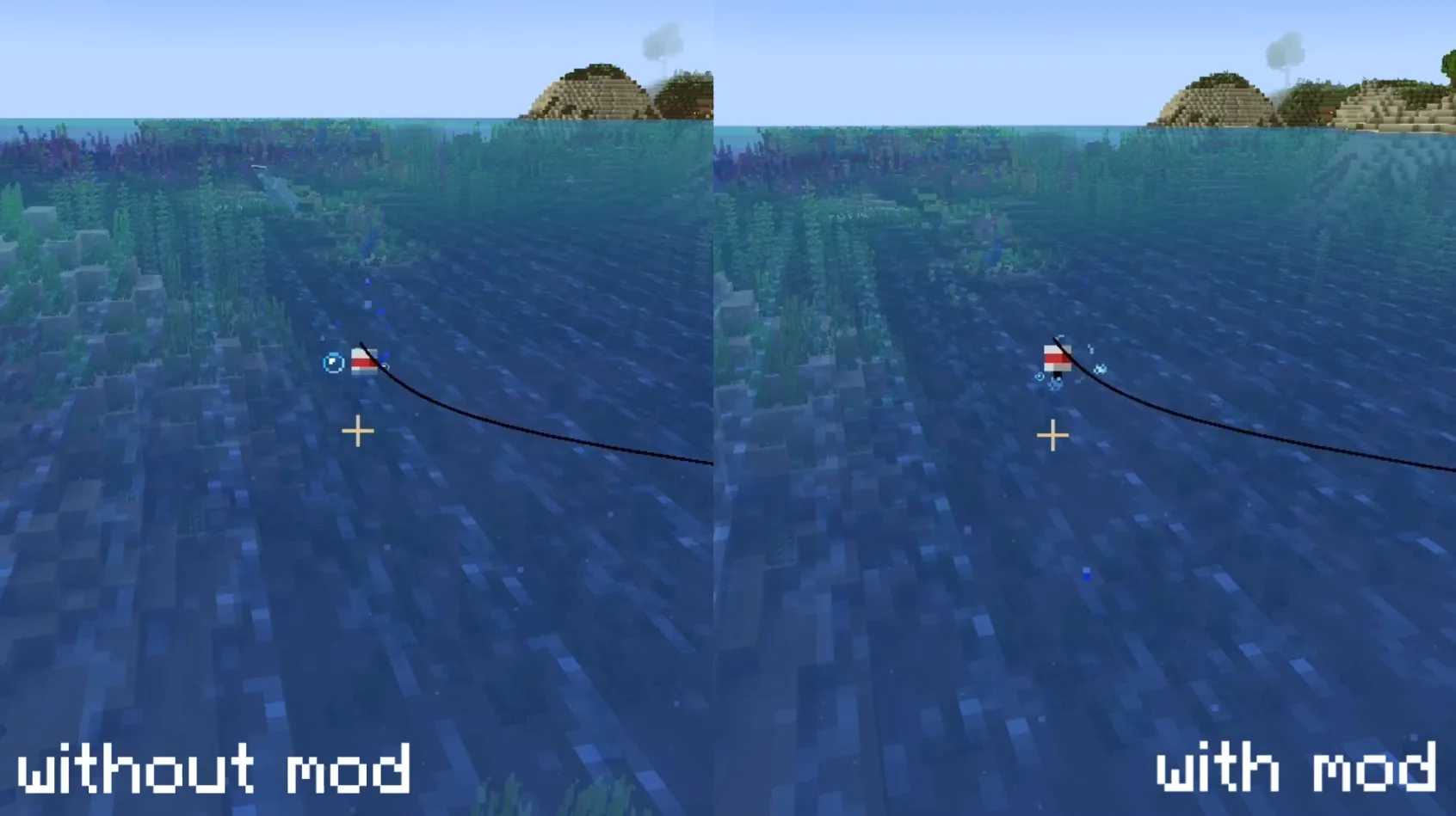 Скриншот игрового процесса рыбалки в Minecraft из проекта Make Bubbles Pop.