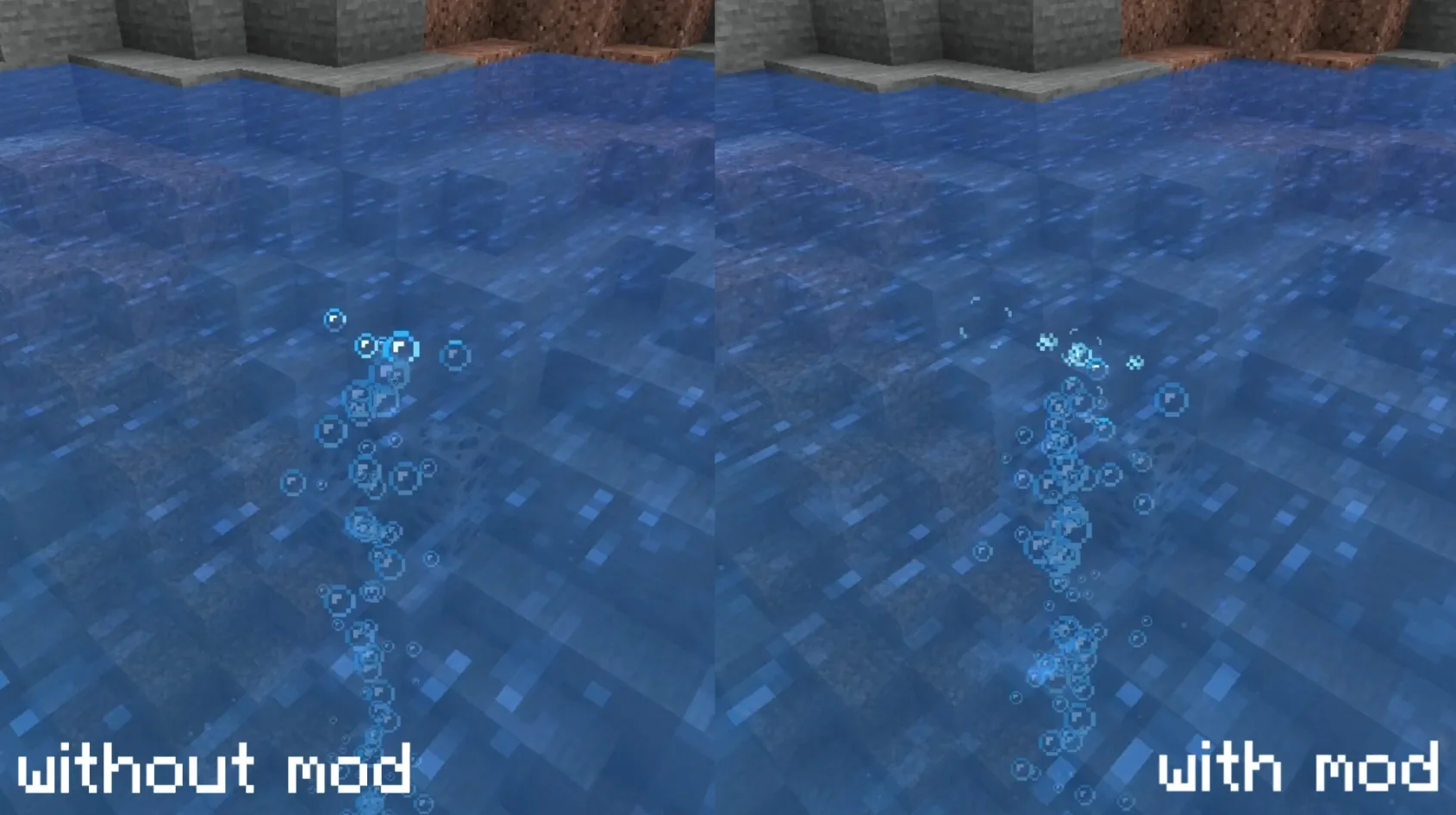 Пузырьки, поднимающиеся из блока песка душ в Minecraft.