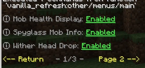 Меню настроек мода Vanilla Refresh.