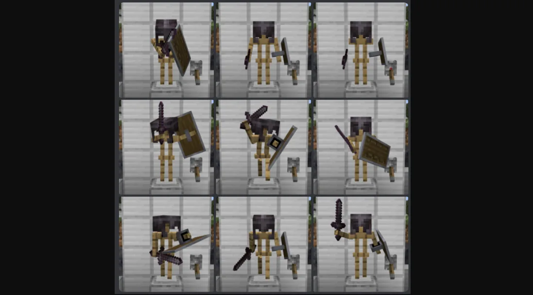 Стойка для брони с меню выбора поз, активируемая рычагом, в стиле Vanilla Refresh.