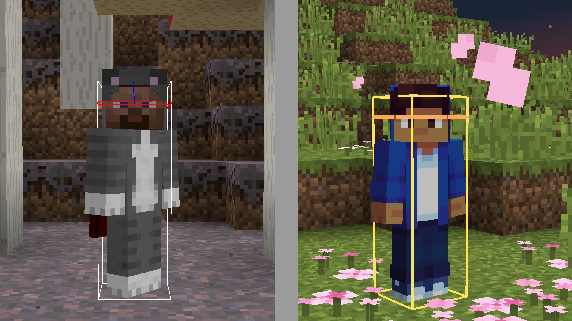 Баннер проекта Combat Hitboxes с демонстрацией хитбоксов игрока.