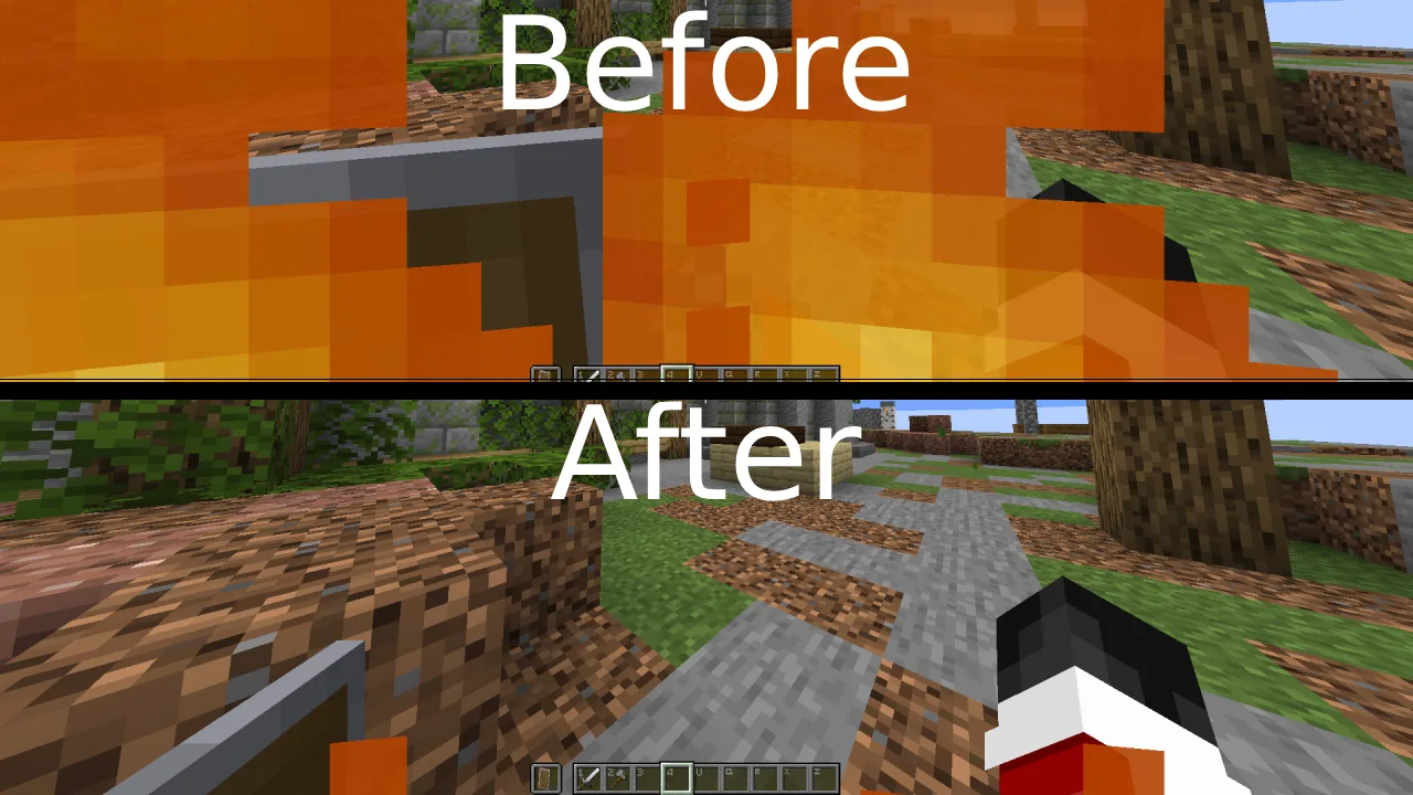 Уменьшенный эффект огня в ресурс-паке Bare Minimum PvP