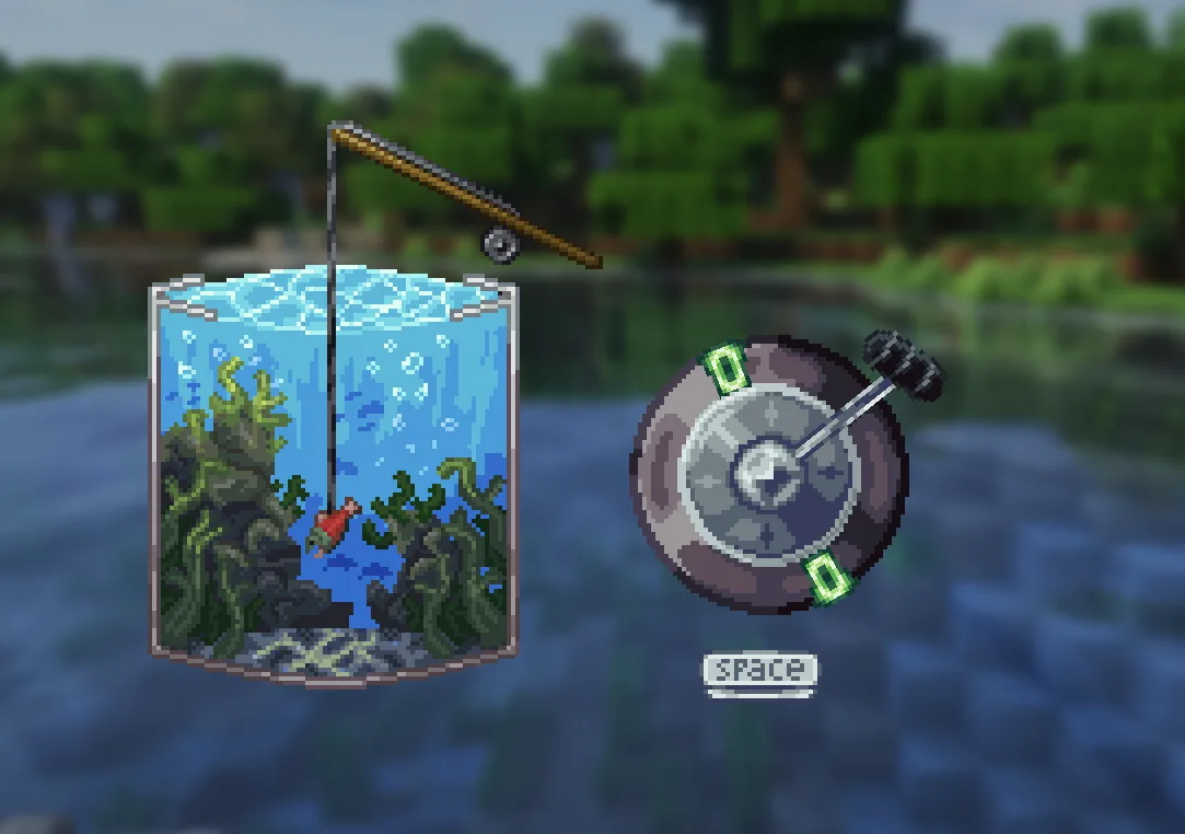 Процесс ловли рыбы в моде Starcatcher
