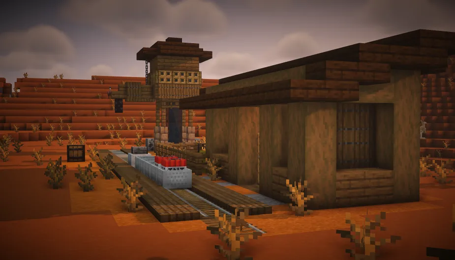 Железнодорожные пути в Minecraft.