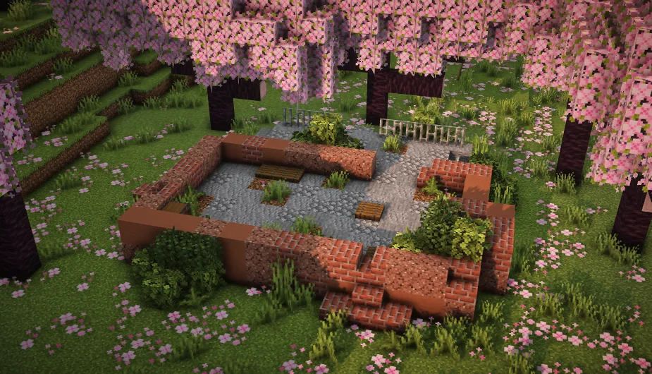 Вид на заброшенную постройку в Minecraft.