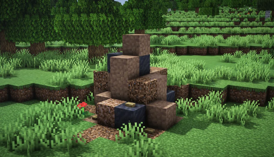 Термитный холм в проекте Trek, построенный из блоков Minecraft.