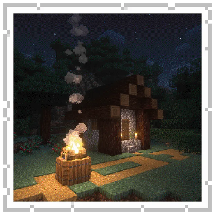 Деревенский дом в Minecraft с шейдерами.