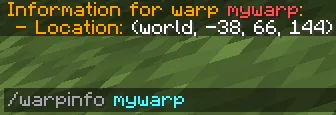 Команда /warpinfo в EssentialsX для просмотра точек телепортации