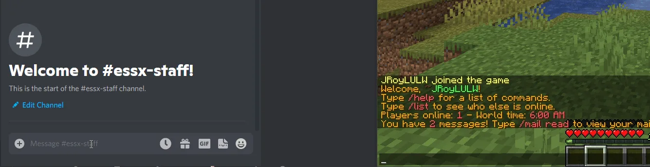 Отправка личных сообщений из Discord в Minecraft через EssentialsX